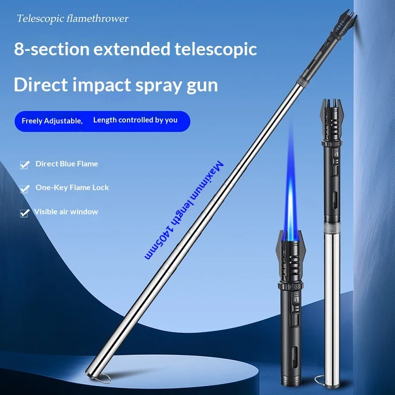BBQ Barbecue Candle Lengthening Powerful Metal Gas Lighter Windproof Turbo Kitchen Torch Cigar Smoking Accessories Flashlight thumbnail 4