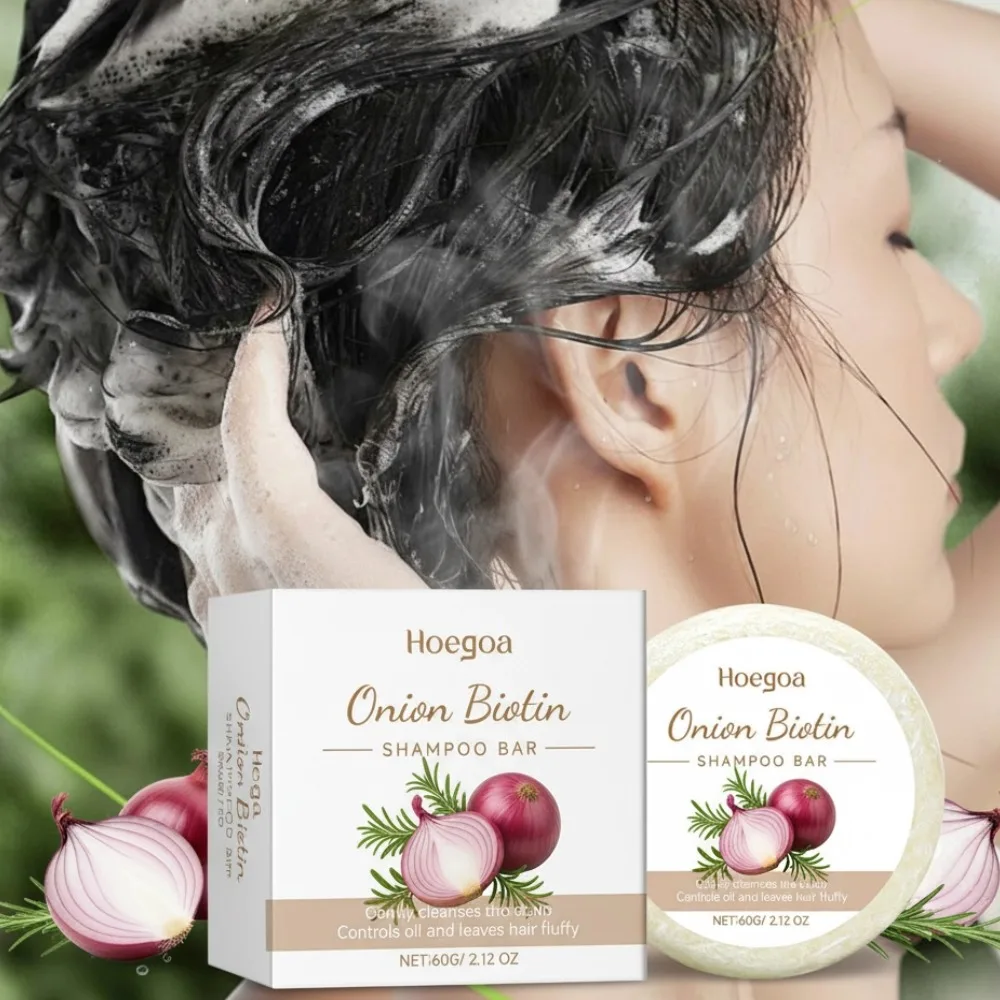 Onion Biotin Shampoo Soap Refreshing, Moisturizing, Strengthen Hair Roots and Reduce Hair Lost Remove Dandruff Shampoo
