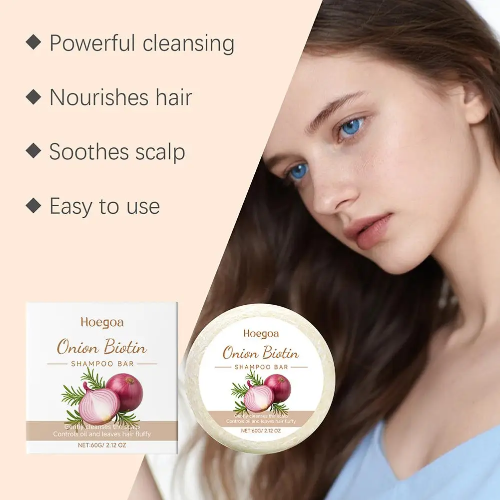 Onion Biotin Shampoo Soap Refreshing, Moisturizing, Strengthen Hair Roots and Reduce Hair Lost Remove Dandruff Shampoo thumbnail 5