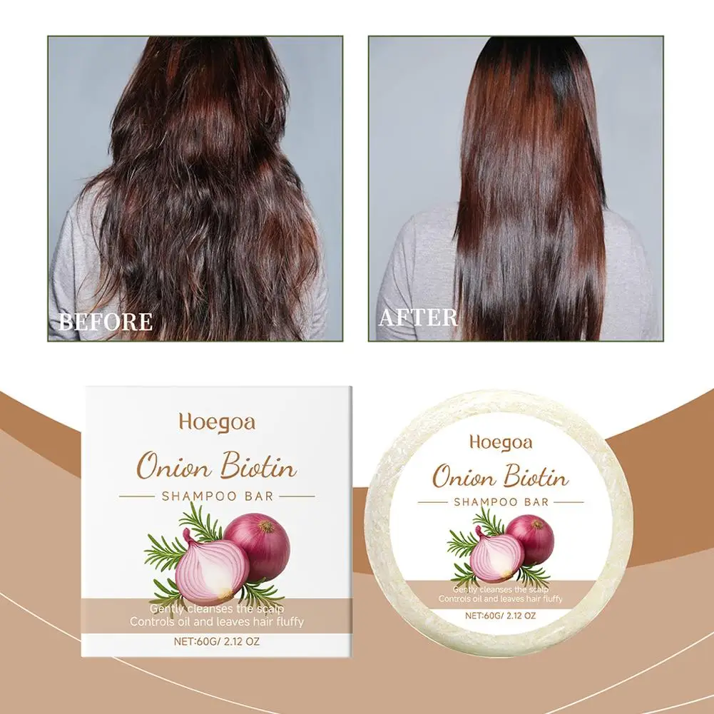 Onion Biotin Shampoo Soap Refreshing, Moisturizing, Strengthen Hair Roots and Reduce Hair Lost Remove Dandruff Shampoo thumbnail 4