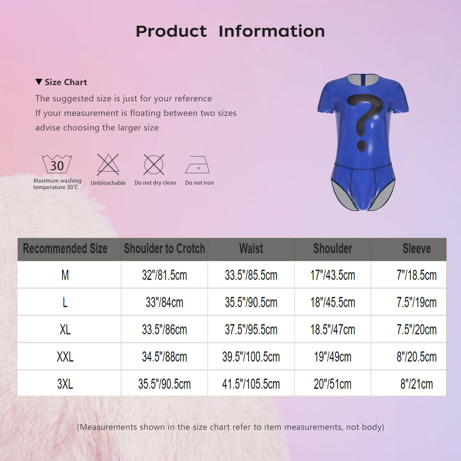 Mens Glossy PU Bodysuit Swimsuit One Piece Question Mark Graphic Bulge Pouch Bodycon Leotard Jumpsuit Swimwear Bathing Suit thumbnail 5