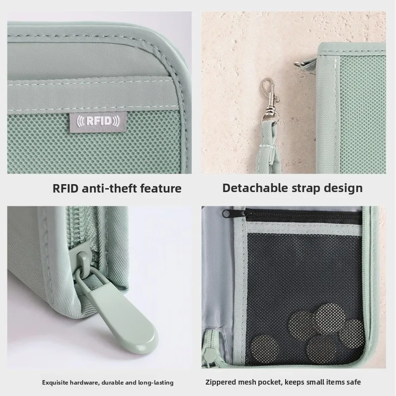 Portable Large Capacity Fashion Passport Bag Handheld Wallet Travel Anti-Theft Swipe Card Bag Nylon Material Unisex Casual Tr... thumbnail 2