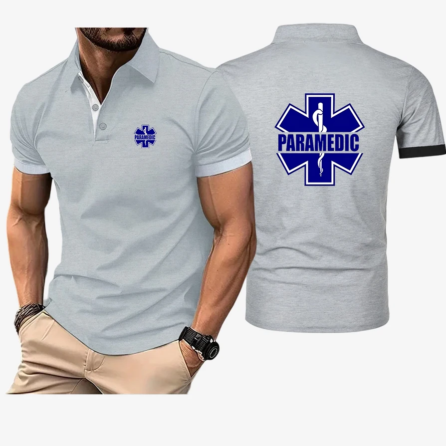 EMT PARAMEDIC 2025 Men's New Cotton Polo Shirts Casual Solid Color Slim Fit Summer Turn-down Collar Fashion Top Clothing thumbnail 2