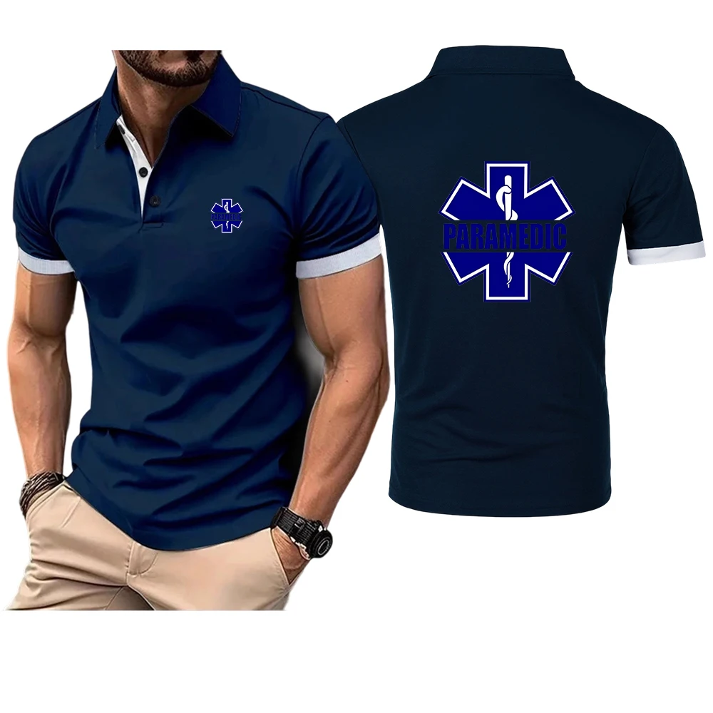 EMT PARAMEDIC 2025 Men's New Cotton Polo Shirts Casual Solid Color Slim Fit Summer Turn-down Collar Fashion Top Clothing thumbnail 3