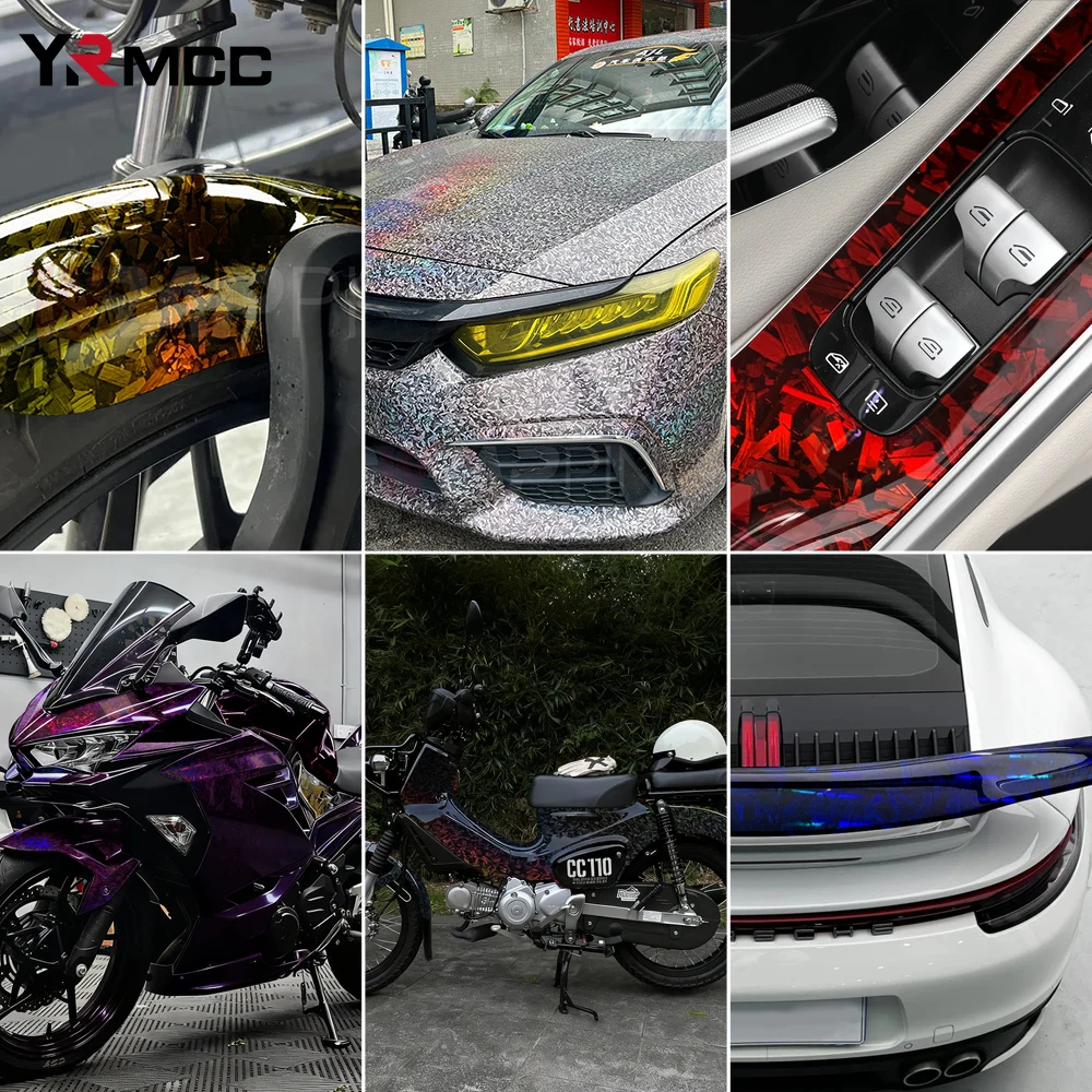 PET Forged Carbon Wrap Vinyl Car Rainbow Laser Body Covering Sticker for Car Foil Motorcycle Helmets Wrapping Self-adhesive Film thumbnail 5