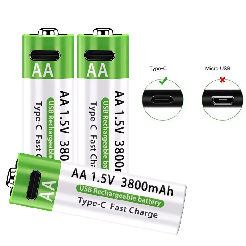 AA/AAA Rechargeable Battery 3000mAh/3800mAh Lithium Battery 1.5V Constant Voltage Fast Charging Type-C For Remote Mouse Toy Ect thumbnail 4