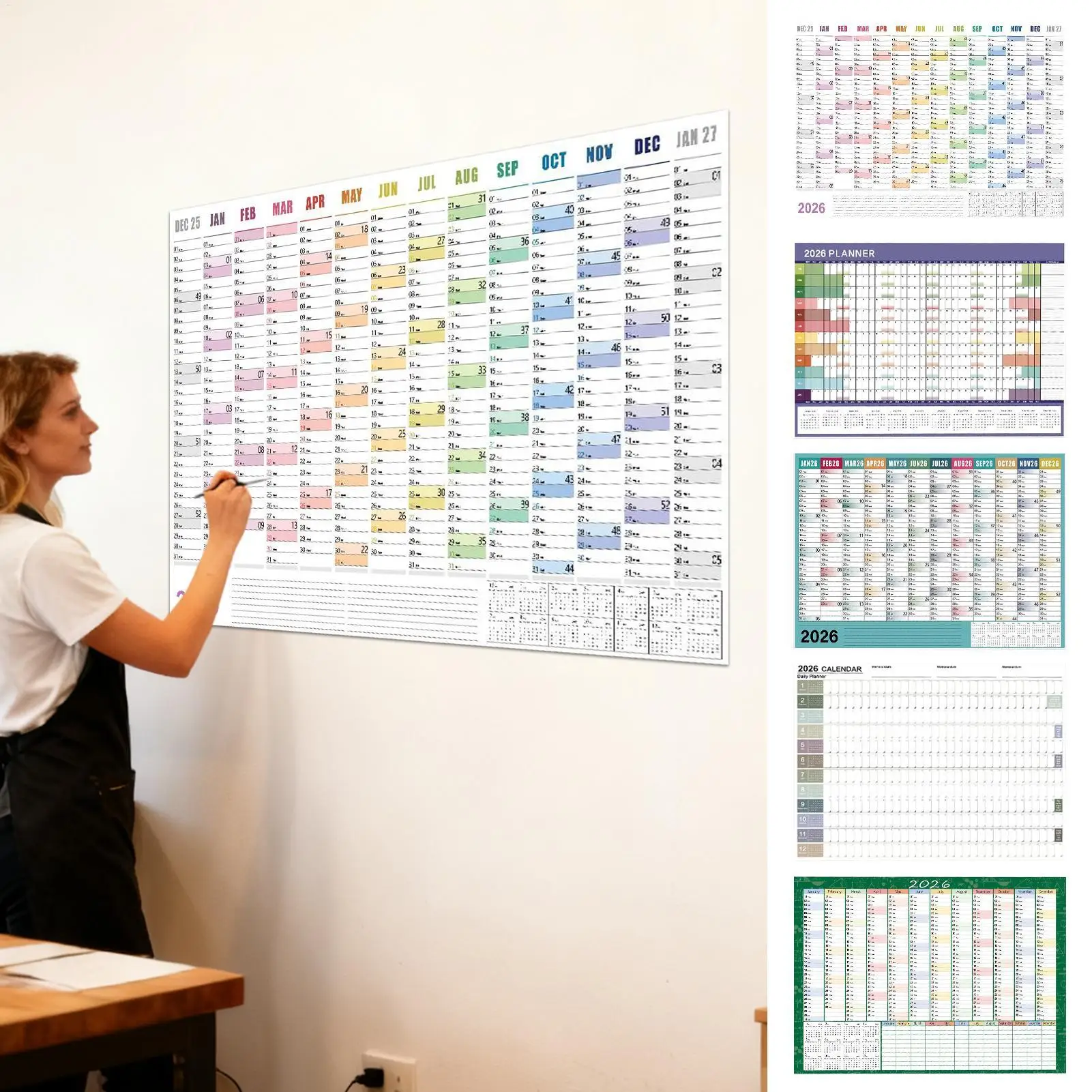 Large 2026 Wall Calendar 29x20 Inch with Stickers Monthly Planner for Office Home School Study Schedule Organizer Memo Board