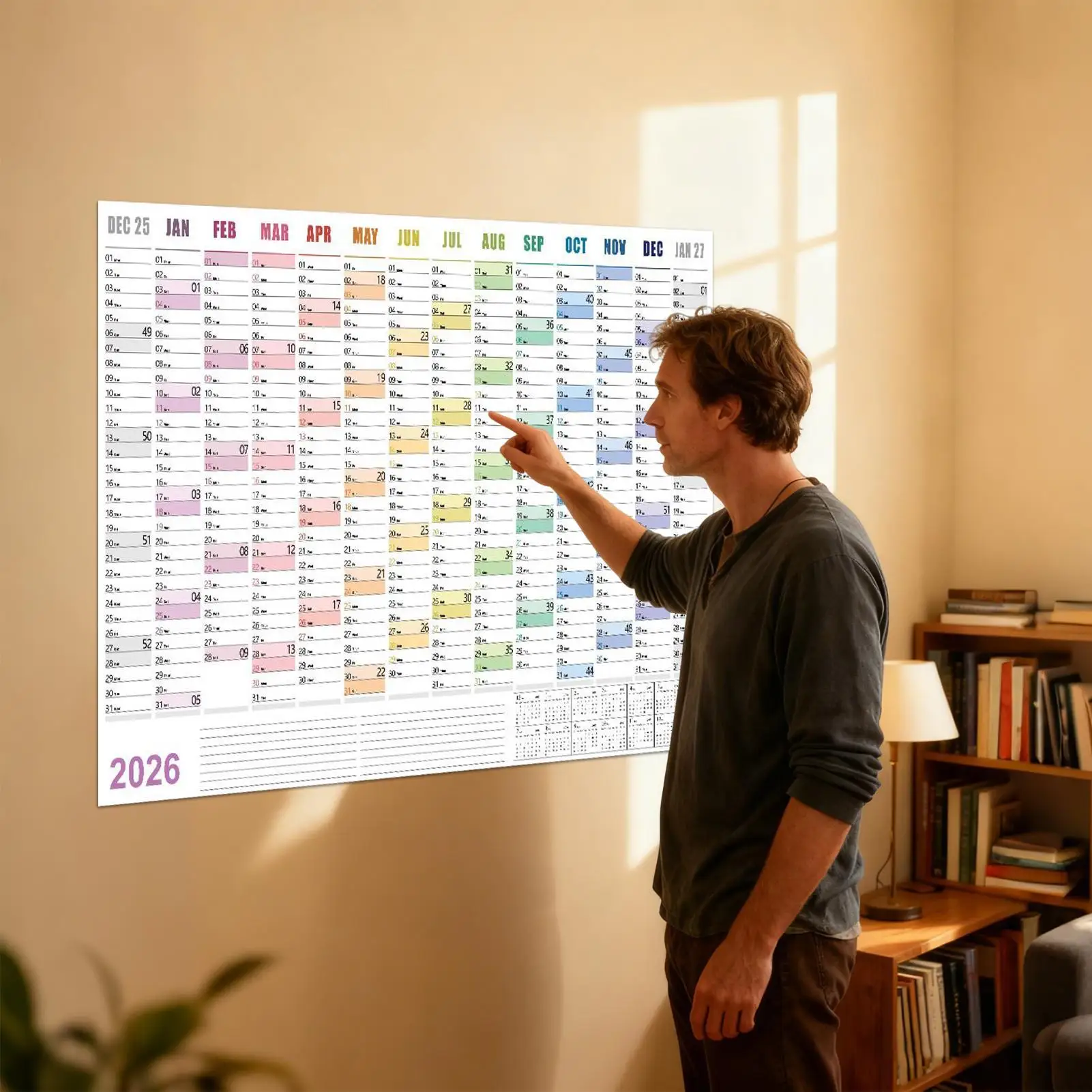 Large 2026 Wall Calendar 29x20 Inch with Stickers Monthly Planner for Office Home School Study Schedule Organizer Memo Board thumbnail 3