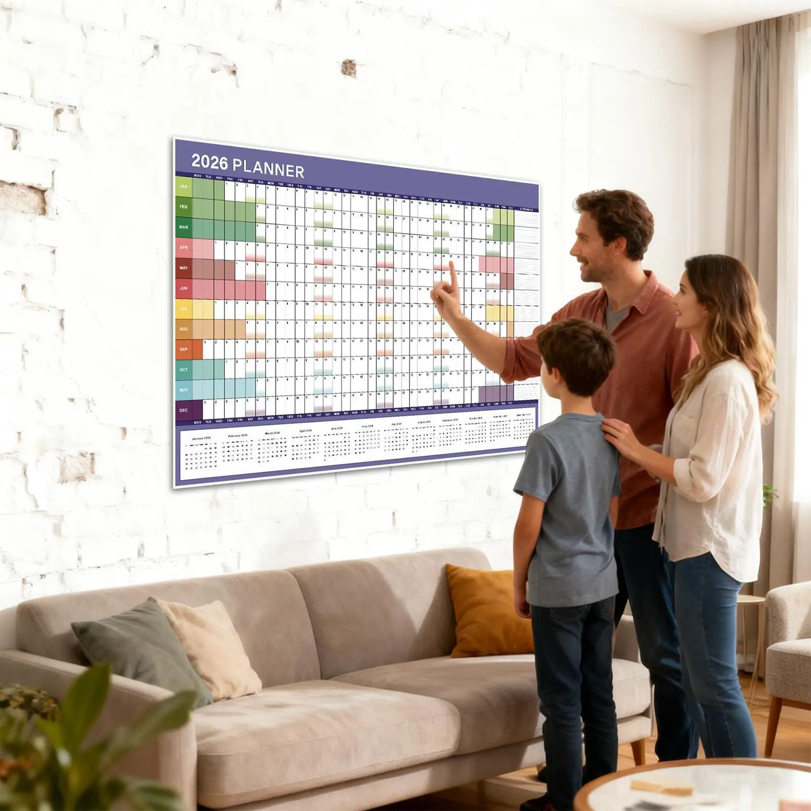 Large 2026 Wall Calendar 29x20 Inch with Stickers Monthly Planner for Office Home School Study Schedule Organizer Memo Board thumbnail 4