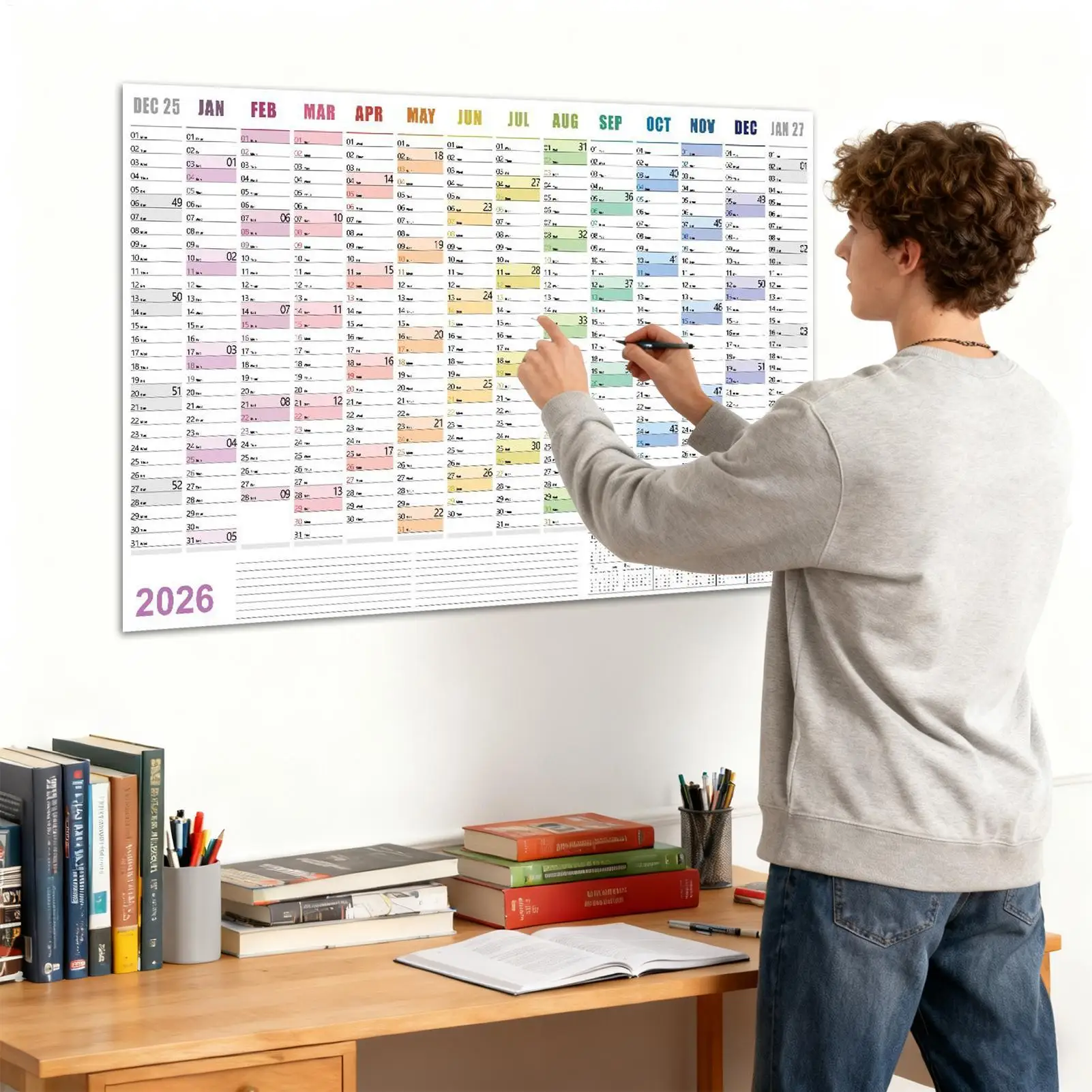 Large 2026 Wall Calendar 29x20 Inch with Stickers Monthly Planner for Office Home School Study Schedule Organizer Memo Board thumbnail 2