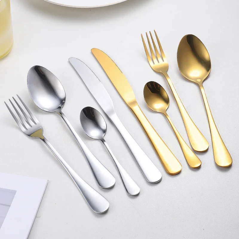Stainless steel cutlery set of 30-piece household luxury silver cutlery dessert spoon kitchen supplies. thumbnail 2