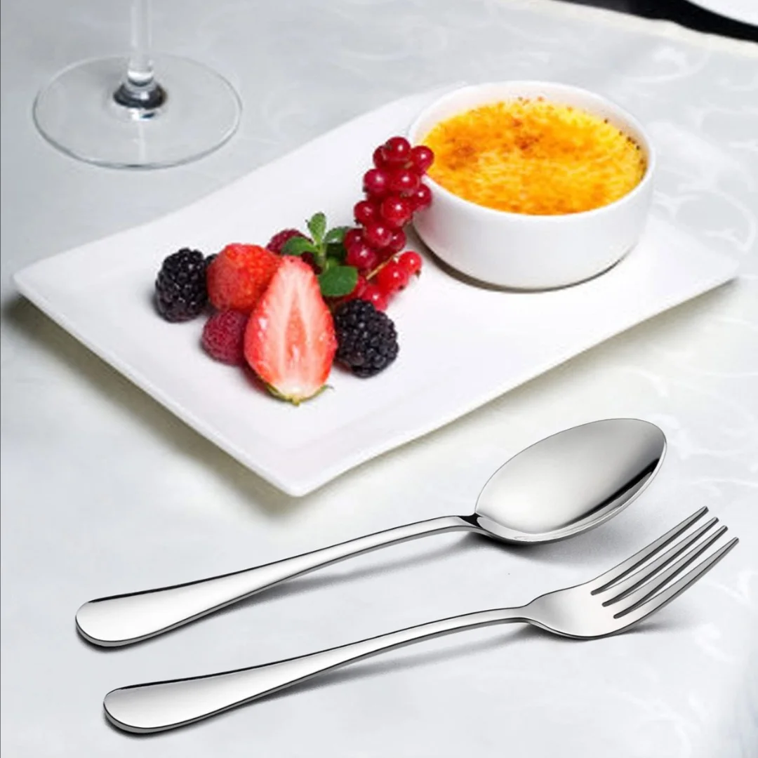 Stainless steel cutlery set of 30-piece household luxury silver cutlery dessert spoon kitchen supplies. thumbnail 4