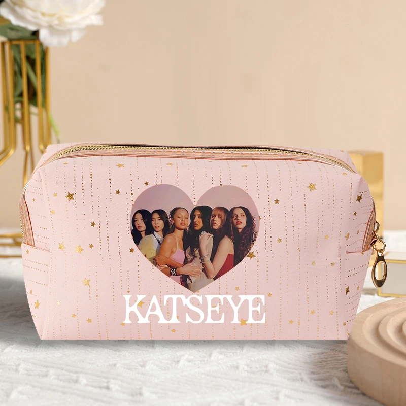 Fashion K POP K-KATSEYE Makeup Bag Hot Stamping Star Printed Woman's Exquisite Zipper Cosmetics Storage Pocket Cute Purse Gifts thumbnail 2