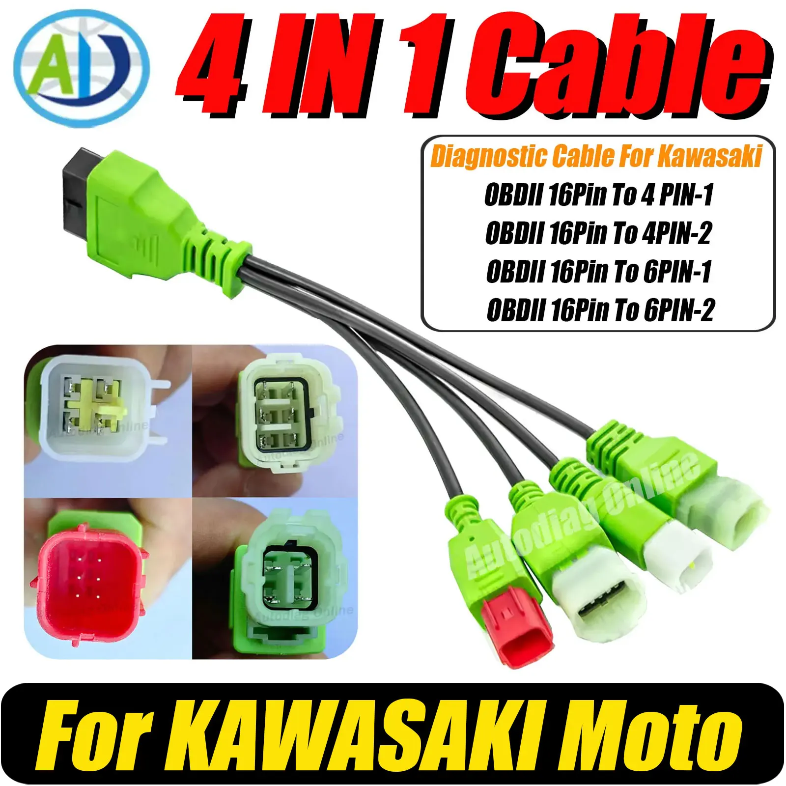 OBD2 Diagnostic Cable For Kawasaki Z/Ninja/Versys/Vulcan Series Motorcycle OBDII Diagnostic Connector Cable For Kawasaki 4 6Pin