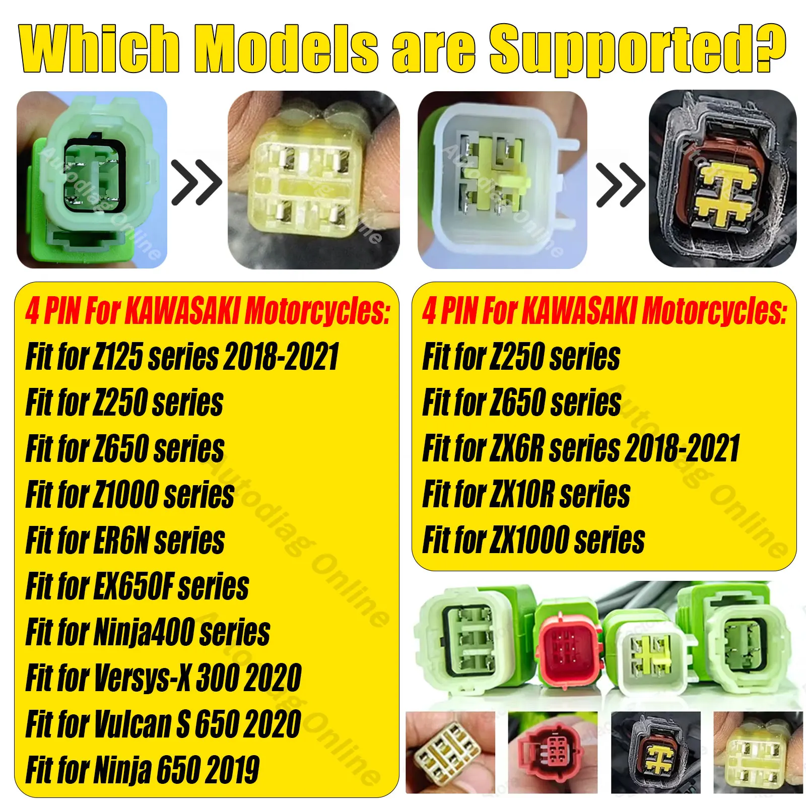 OBD2 Diagnostic Cable For Kawasaki Z/Ninja/Versys/Vulcan Series Motorcycle OBDII Diagnostic Connector Cable For Kawasaki 4 6Pin thumbnail 2