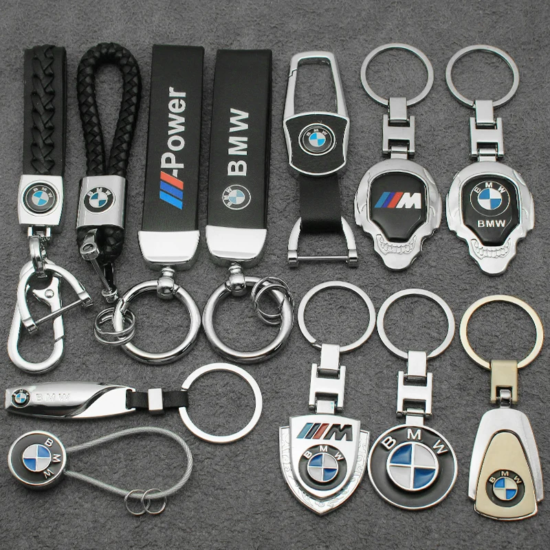 1Pcs Metal/Leather Keychain Hand-Woven Key Rope Key Ring Auto Emblem Accessories For BMW E90 E91 E92 E93 E60 E61 F10 F07 E64 E63