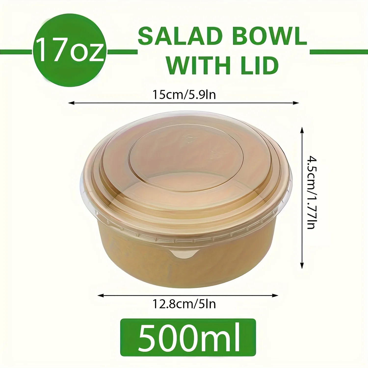17Oz/500Ml 25/50 Pack Paper Bowls with Lids, Disposable Soup Bowls, Food Containers Lunch Box, Salad Bowls, Meal Prep Bowls thumbnail 2