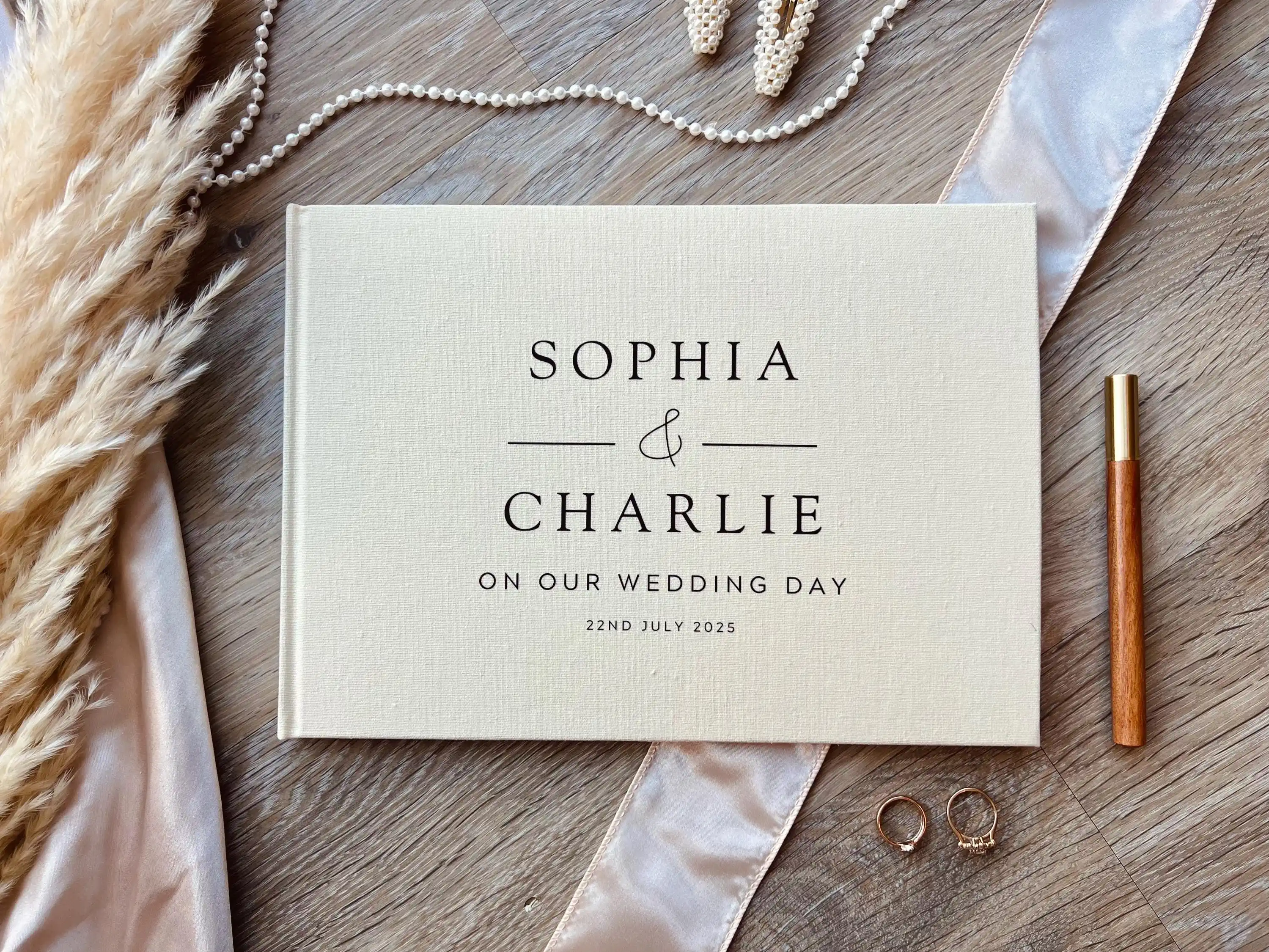 Custom Linen Wedding Guest Book Polaroid Photo Album Engagement Anniversary Scrapbook Reception Keepsake Book Birthday book thumbnail 2