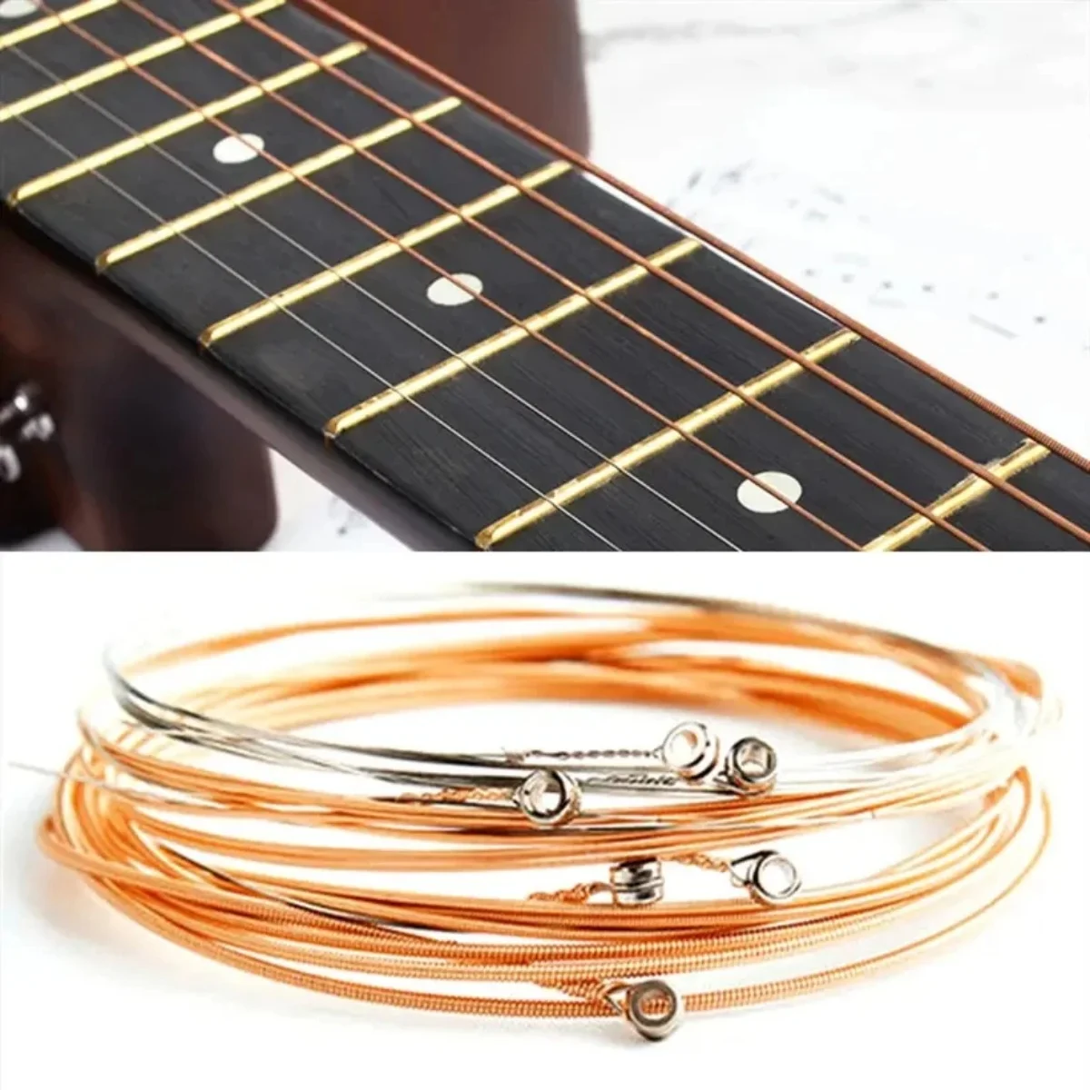 New Classical Guitar Strings Nylon, 1 Set 6PCS Copper Wound Bass Strings for Classical Acoustic Guitar