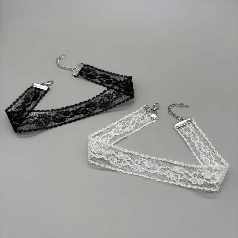 Short Lace Choker Nekclace for Women Girl Black White Color Fashion Romantic Necklace Gift for Party Wholesale Neck Jewelry