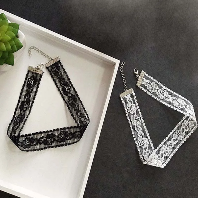 Short Lace Choker Nekclace for Women Girl Black White Color Fashion Romantic Necklace Gift for Party Wholesale Neck Jewelry thumbnail 6