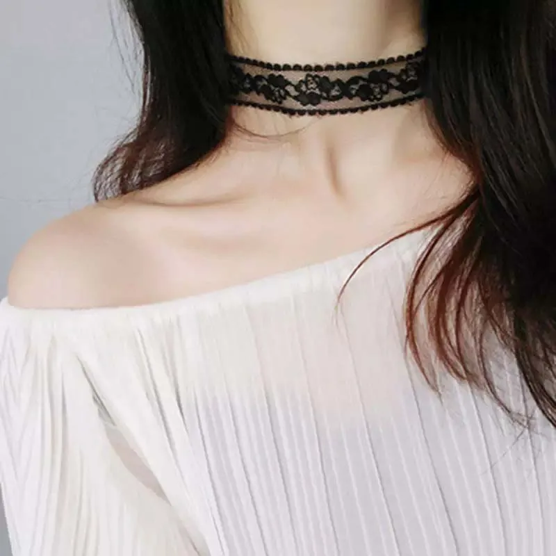 Short Lace Choker Nekclace for Women Girl Black White Color Fashion Romantic Necklace Gift for Party Wholesale Neck Jewelry thumbnail 4