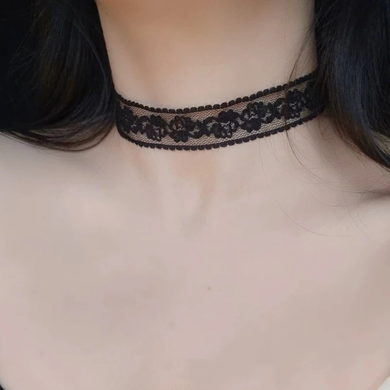 Short Lace Choker Nekclace for Women Girl Black White Color Fashion Romantic Necklace Gift for Party Wholesale Neck Jewelry thumbnail 3