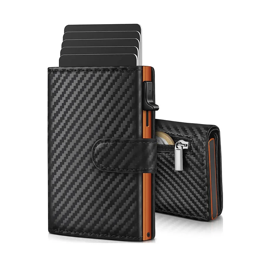 Pop Up Wallet with Coin Compartment RFID Protection Credit Card Holder Wallet for men thumbnail 2