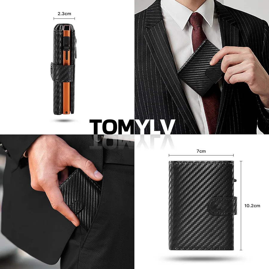 Pop Up Wallet with Coin Compartment RFID Protection Credit Card Holder Wallet for men thumbnail 6