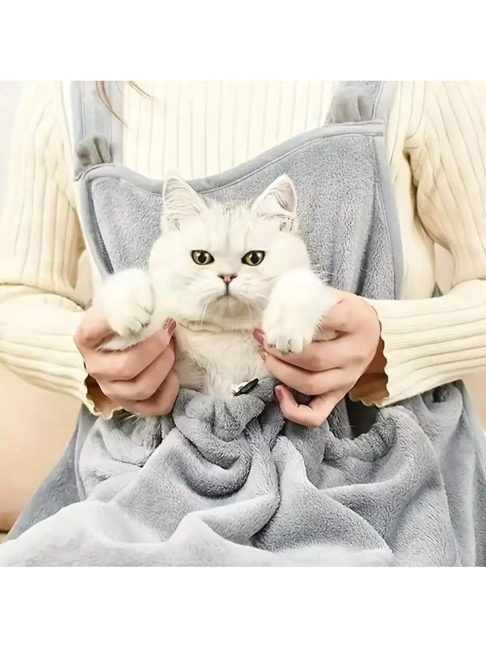Cozy Cat Carrier] Stylish Machine Washable Polyester Cozy Cat Carrier Apron | Pet Sling Bag for All Seasons | Fits Small to Larg thumbnail 3