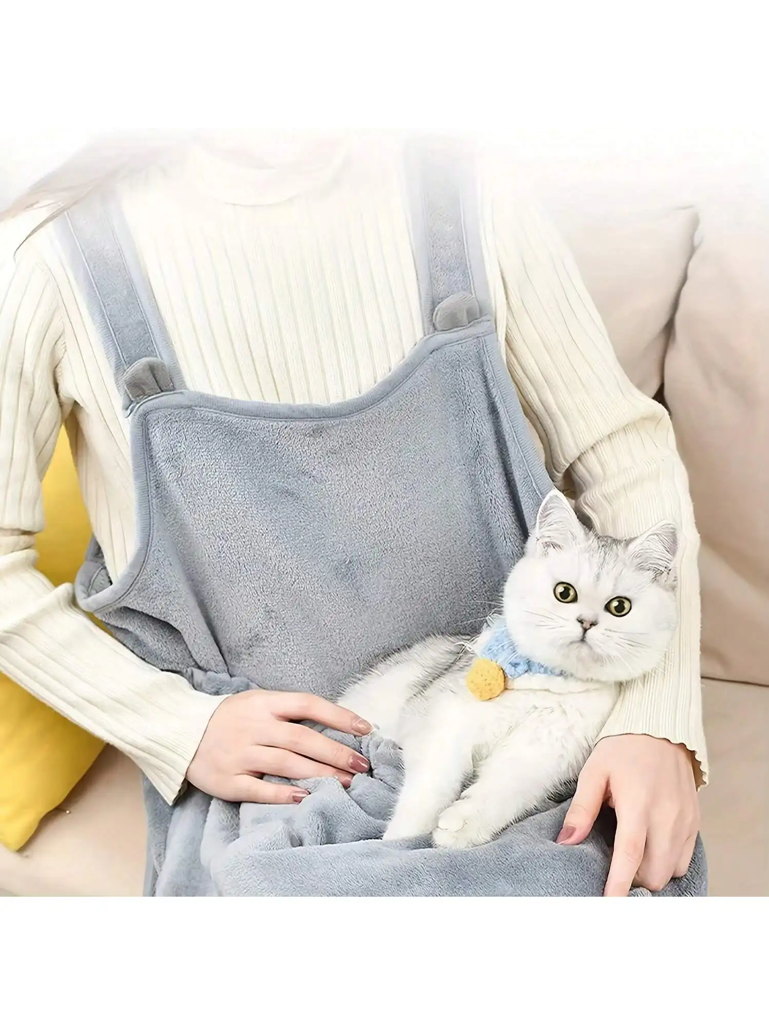 Cozy Cat Carrier] Stylish Machine Washable Polyester Cozy Cat Carrier Apron | Pet Sling Bag for All Seasons | Fits Small to Larg thumbnail 2