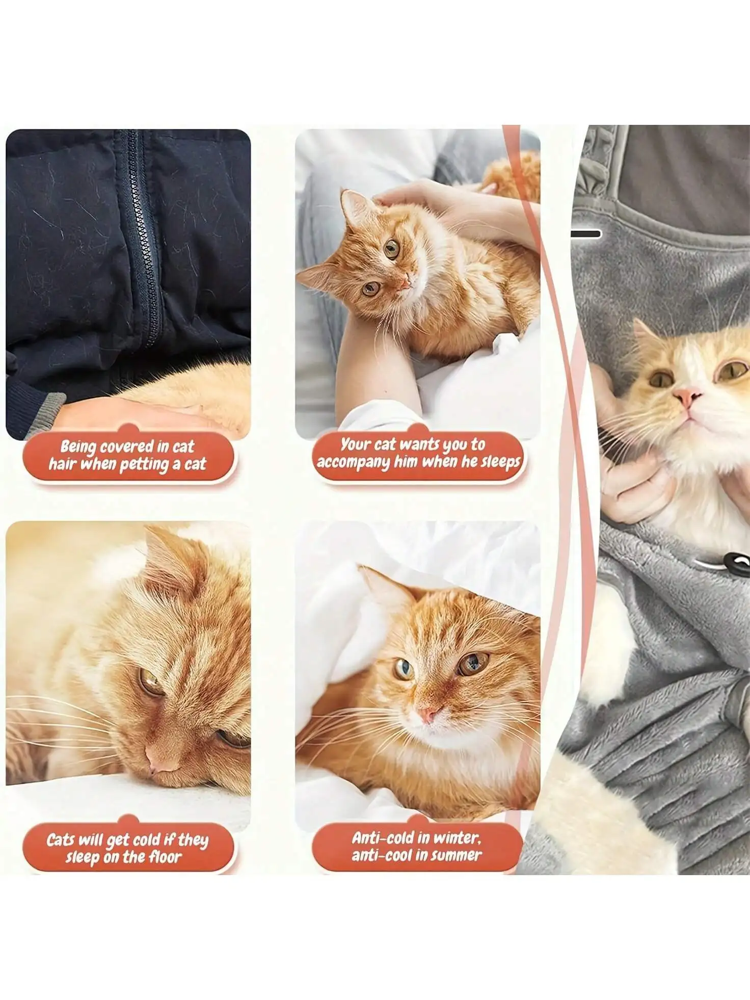Cozy Cat Carrier] Stylish Machine Washable Polyester Cozy Cat Carrier Apron | Pet Sling Bag for All Seasons | Fits Small to Larg thumbnail 5