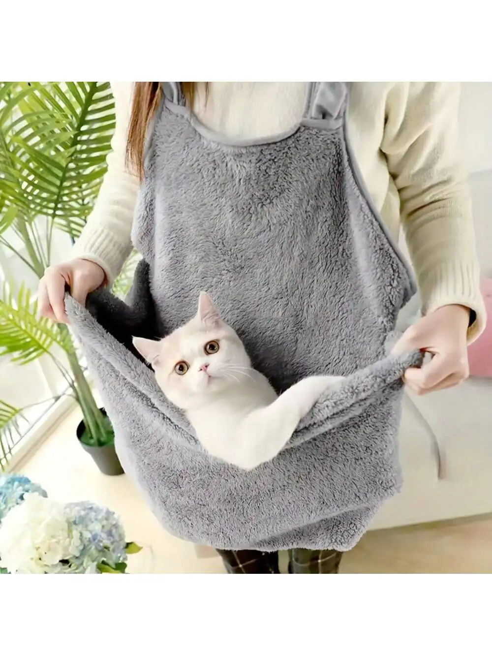 Cozy Cat Carrier] Stylish Machine Washable Polyester Cozy Cat Carrier Apron | Pet Sling Bag for All Seasons | Fits Small to Larg thumbnail 4