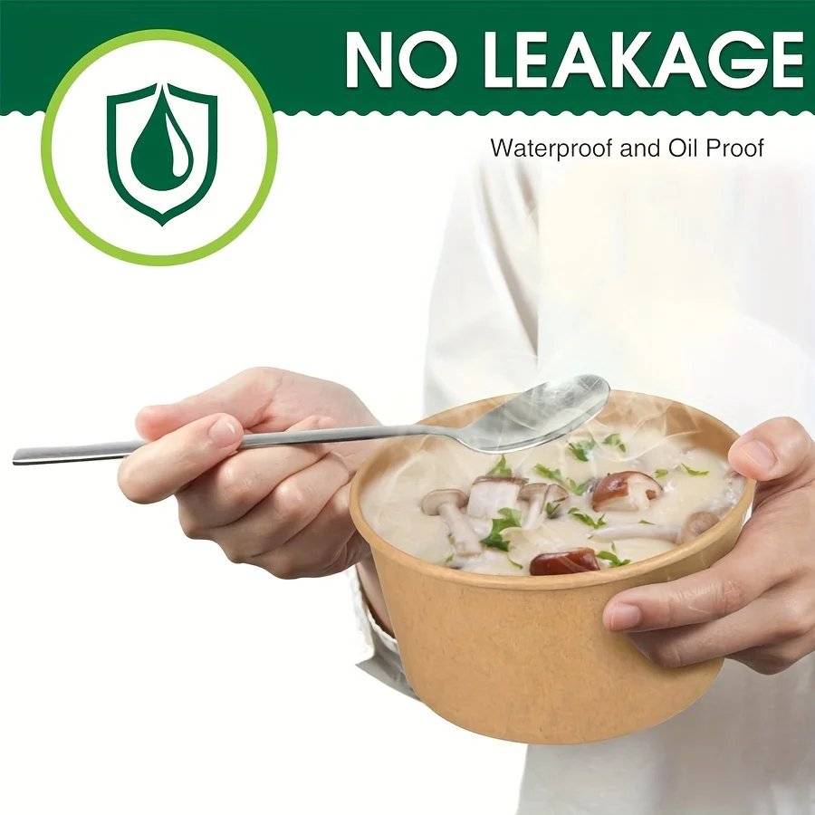 34Oz/1000Ml 25/50 Pack Paper Bowls with Lids, Disposable Soup Bowls, Food Containers Lunch Box, Salad Bowls, Meal Prep Bowls thumbnail 6