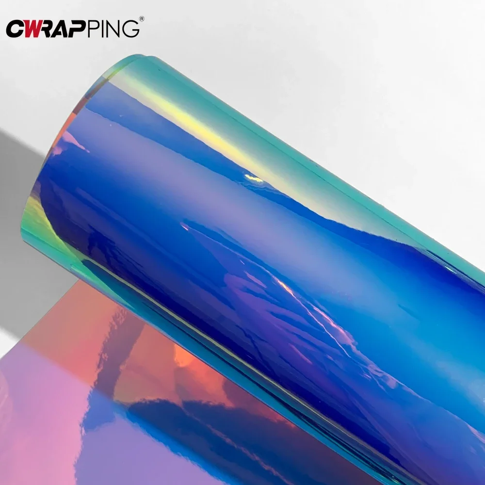 Rainbow Vinyl Wrap Stickers for Car Wrapping Vinyl Paper for Car Iridescent Holographic Film Blue Accessories Auto Body Covering