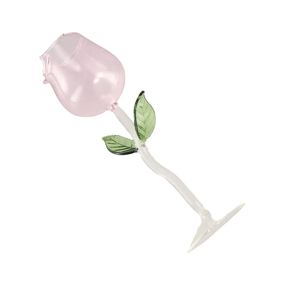 Romantic 150/280ml Rose Wine Goblet Transparent Glassware Rose Wine Glass Rolled Cup Rim Cocktail Glasses Cup Wedding Gift thumbnail 3
