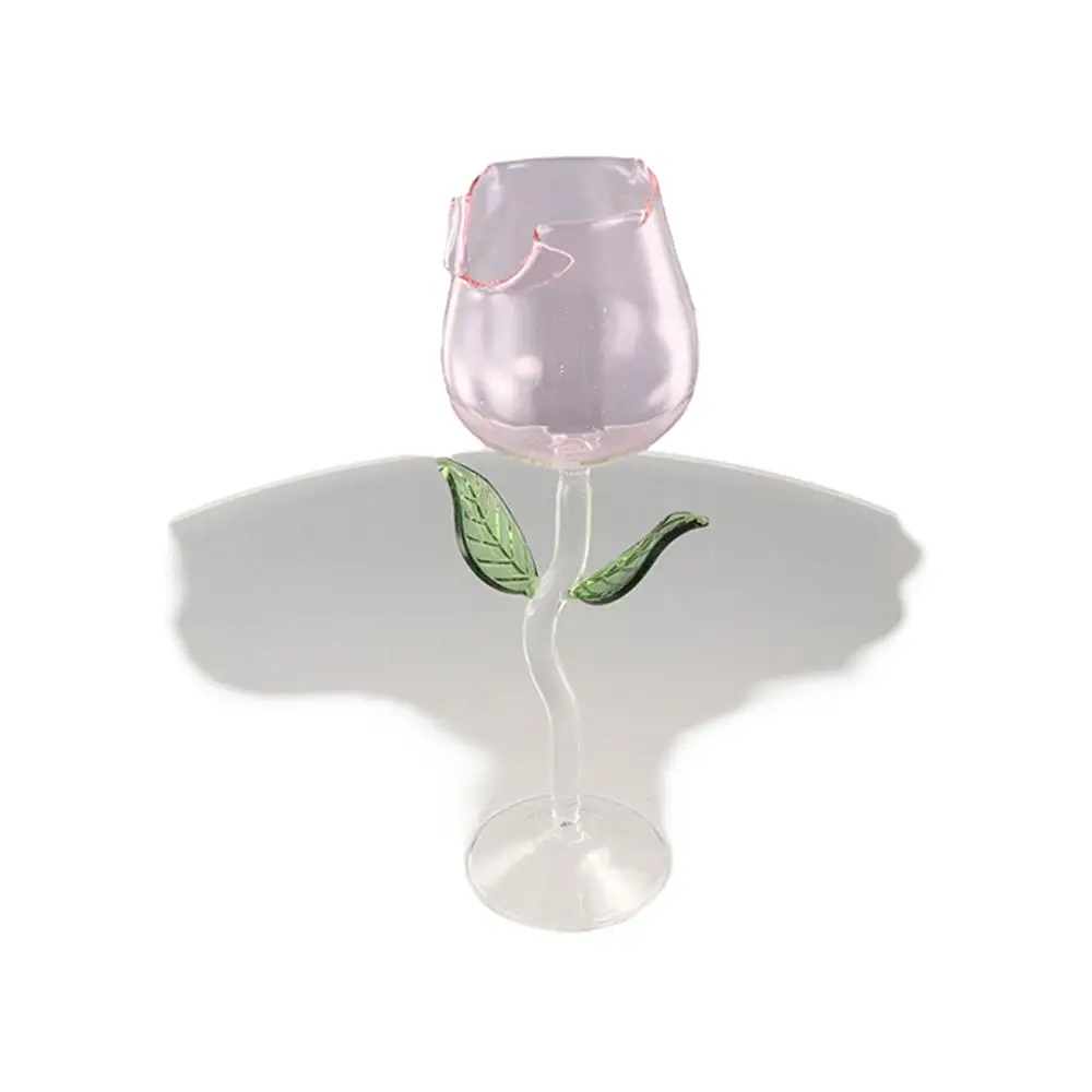 Romantic 150/280ml Rose Wine Goblet Transparent Glassware Rose Wine Glass Rolled Cup Rim Cocktail Glasses Cup Wedding Gift thumbnail 4