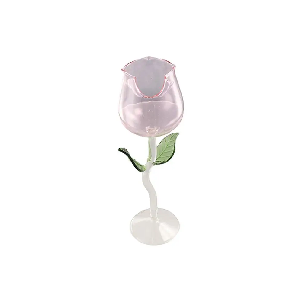 Romantic 150/280ml Rose Wine Goblet Transparent Glassware Rose Wine Glass Rolled Cup Rim Cocktail Glasses Cup Wedding Gift thumbnail 2
