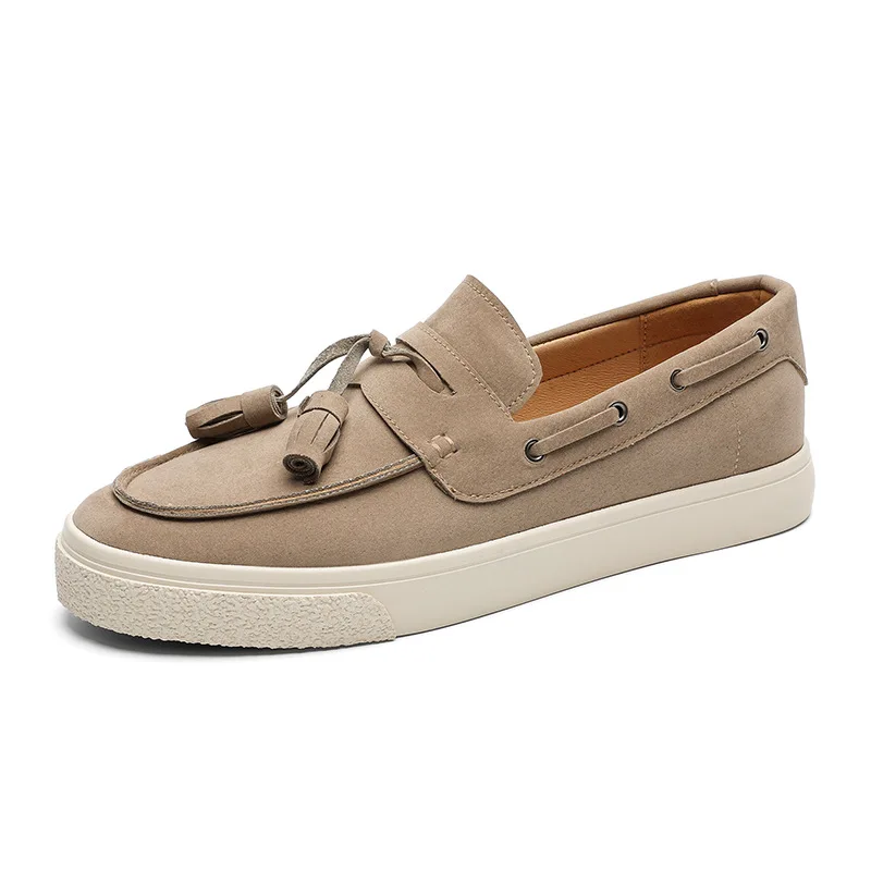 Men's Summer Tassel Loafers British Casual Slip-On Matte Bean Shoes Fashionable Rubber Sole Breathable round Toe Flat Heel thumbnail 5