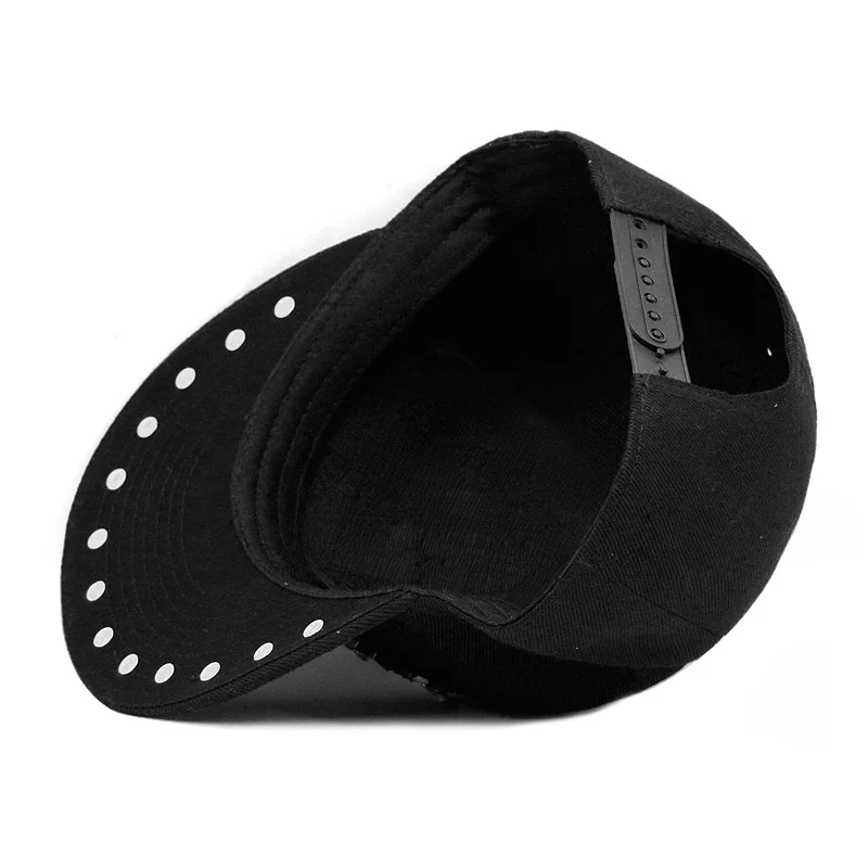 Hatsukoi Style Baseball Cap Rivet Skull Flat Brim Unisex Cross Stitch Hip Hop Street Dance Cap Summer Sun Protection Breathable thumbnail 4
