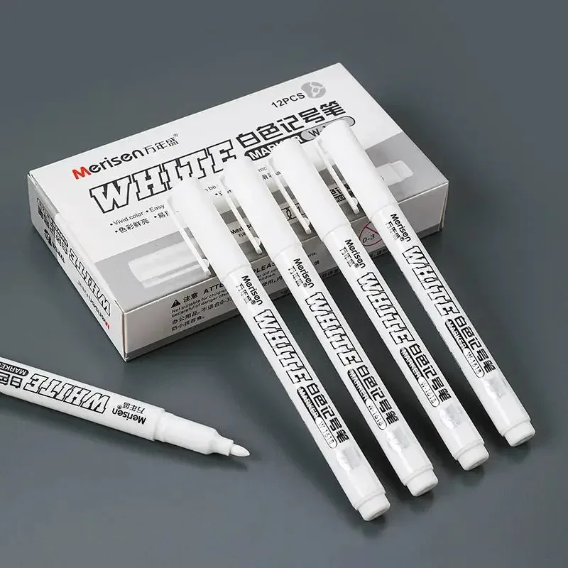 1/2/3/4/5Pcs White Marker Pens 2.0mm Oily Waterproof for DIY Graffiti Sketching - Stationery Writing School Supplies