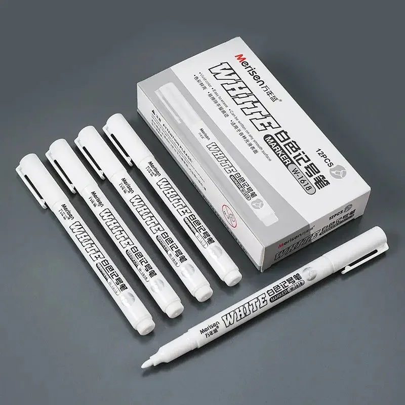 1/2/3/4/5Pcs White Marker Pens 2.0mm Oily Waterproof for DIY Graffiti Sketching - Stationery Writing School Supplies thumbnail 4
