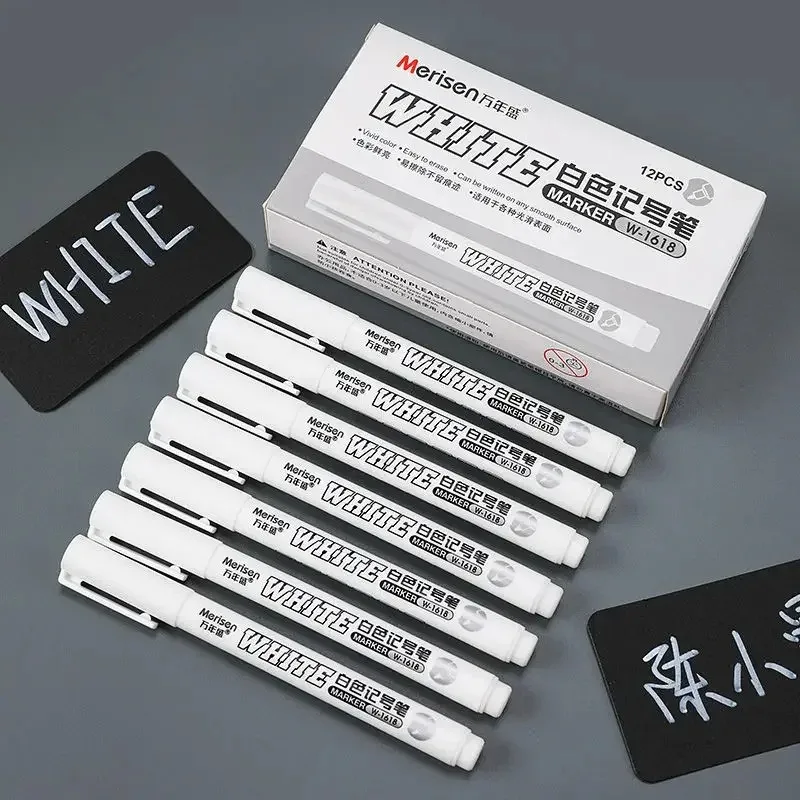 1/2/3/4/5Pcs White Marker Pens 2.0mm Oily Waterproof for DIY Graffiti Sketching - Stationery Writing School Supplies thumbnail 6