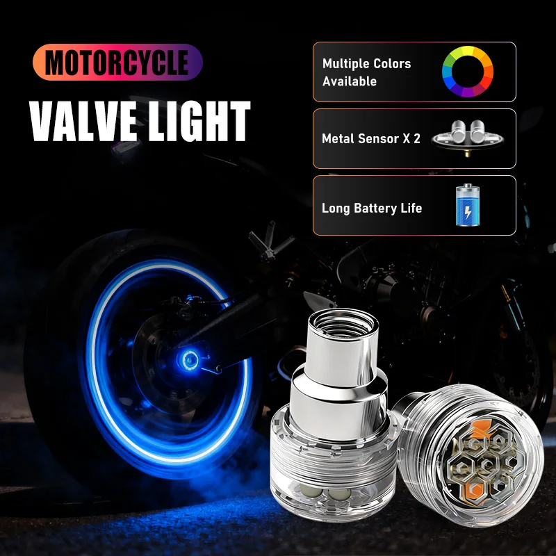 LED Motorcycle Bicycle Wheel Fluorescent Light Tire Valve Light Cover Decoration Neon Electric Car Moto Modification Accessories thumbnail 2