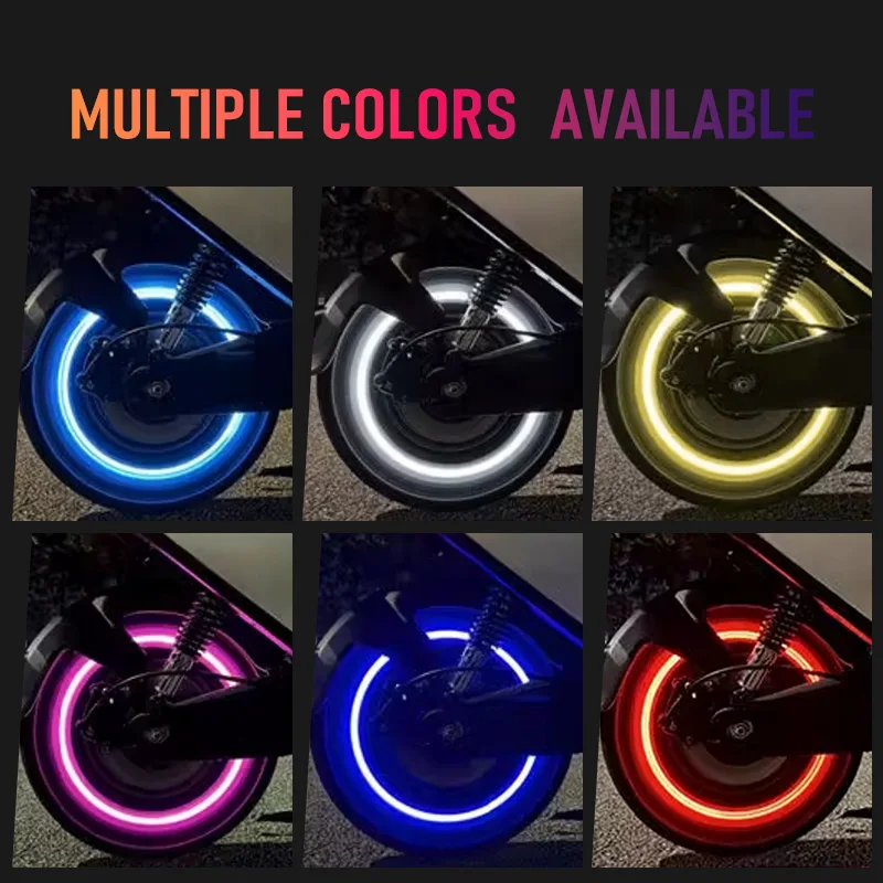 LED Motorcycle Bicycle Wheel Fluorescent Light Tire Valve Light Cover Decoration Neon Electric Car Moto Modification Accessories thumbnail 4