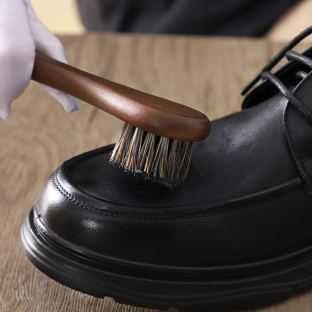 5PCS Horsehair Shoe Shine Kit - Portable Leather Shoe Care Set with Soft Brush, Polish Cloth & Shoe Horn thumbnail 5