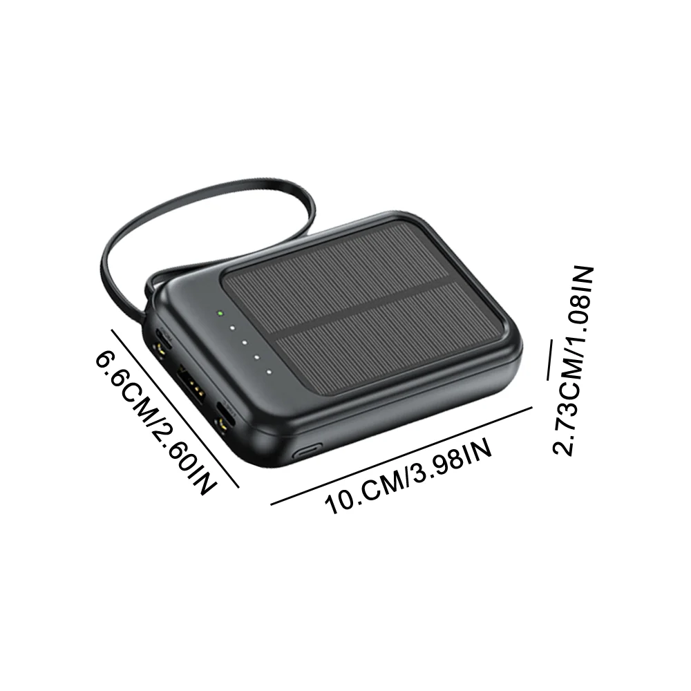 20000mAh Portable Solar Power Bank Built in 4 Cables External Battery Pack  Mini Powerbank  with LED Light for Cell Phones thumbnail 6