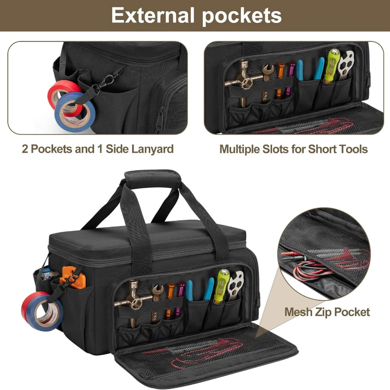 Heavy Duty Tool Bag Non-Slip Base Multipurpose Organizer for Handymen Carpenters Durable Portable Storage thumbnail 3