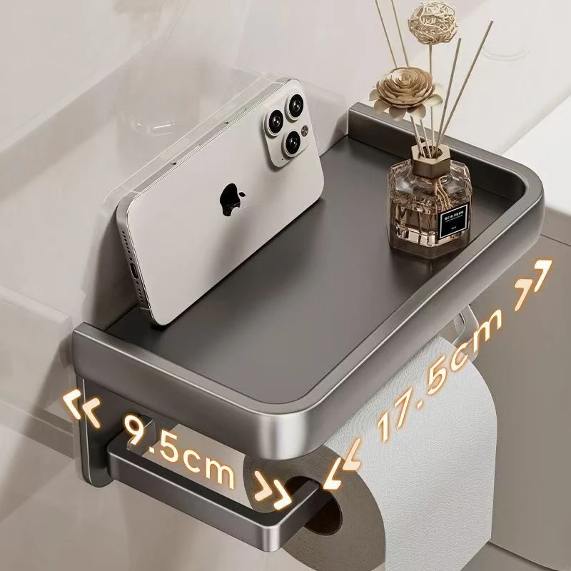 Non Perforated Bathroom Phone Storage Anti Slip and Anti Falling Roll Paper Holder Roll Paper Drawer Universal Sanitary Rack thumbnail 3