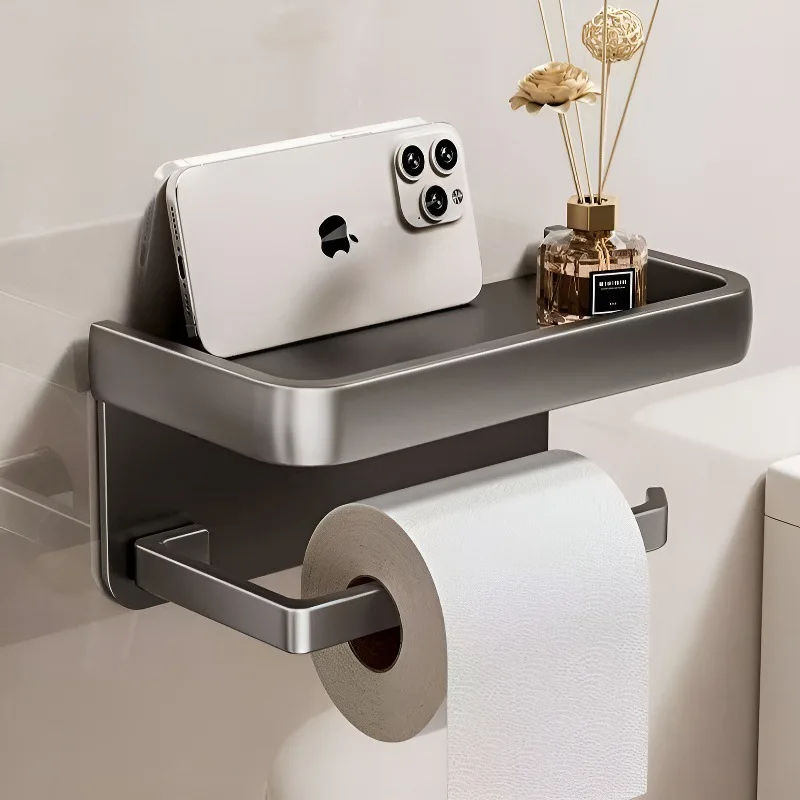 Non Perforated Bathroom Phone Storage Anti Slip and Anti Falling Roll Paper Holder Roll Paper Drawer Universal Sanitary Rack